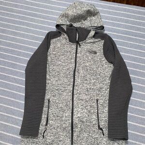 The North Face Grey Indi Hooded Fleece Full‎ Zip Jacket Small